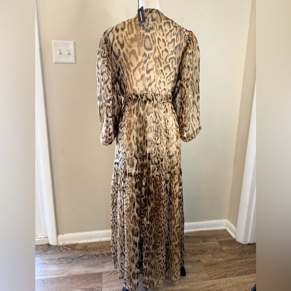 Express sheer maxi length leopard print beach coverup SZ SM - Picture 5 of 14